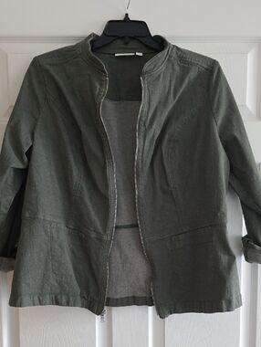 D&CO Lightweight Olive Utility Jacket with Front Zip